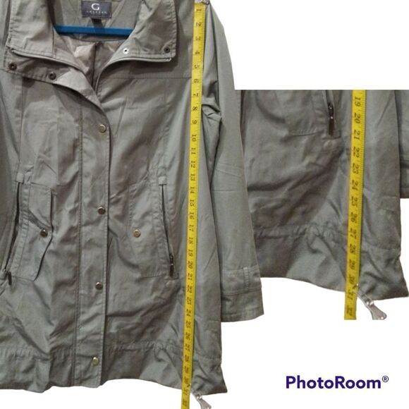 Gallery New York Olive Hooded Jacket. Many Zipper Pockets. Size M. - Picture 4 of 10